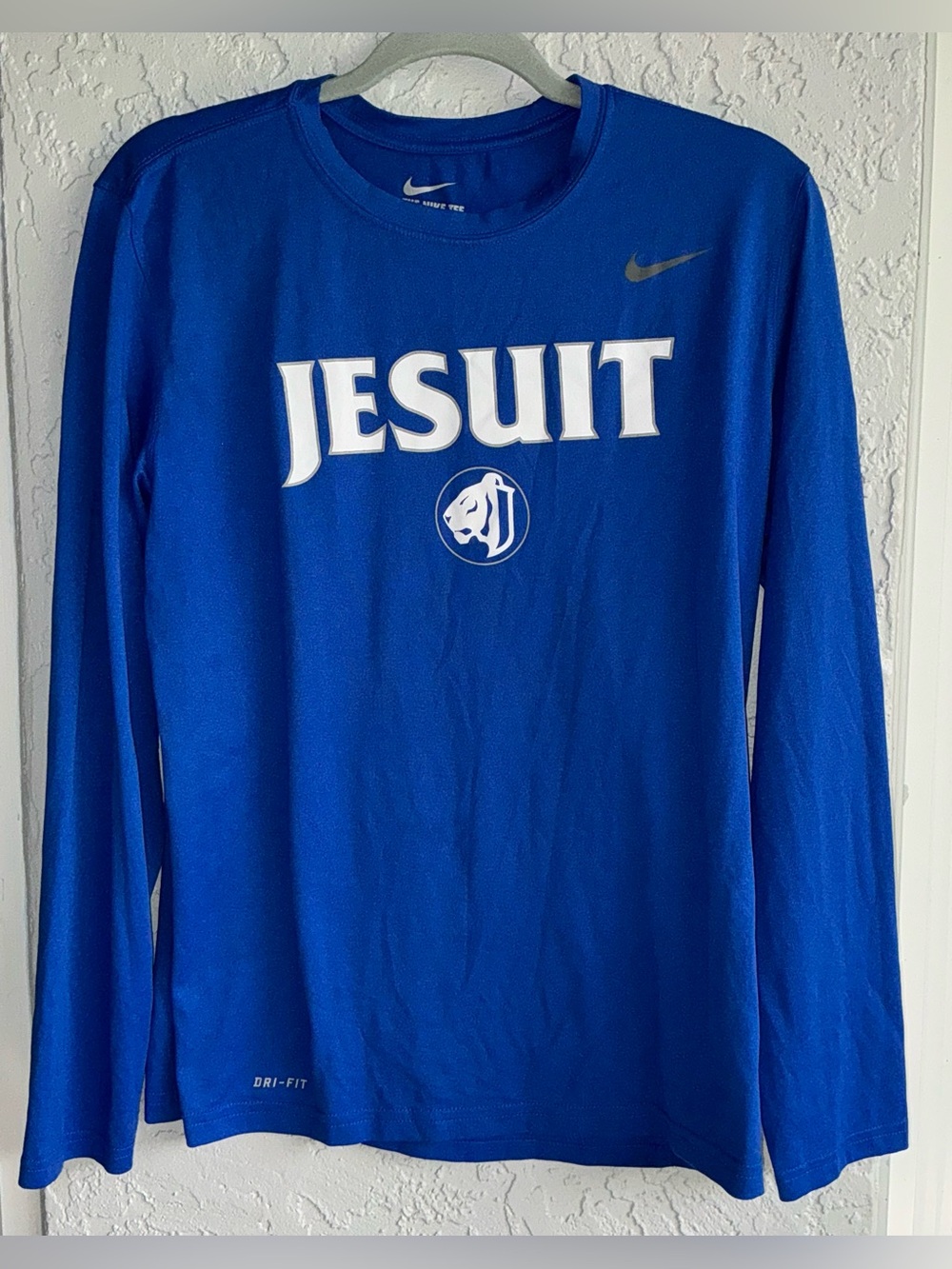 Nike Royal Blue Jesuit Long-Sleeve Dri-FIT Shirt
